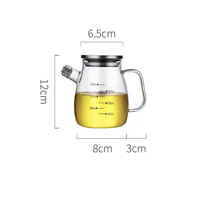 Glass Oil Pot Leak-proof Oil Bottle with Scale Kitchen Cooking Tool Vinegar Soy Sauce Bottle Gravy Boat