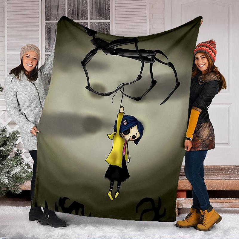 1pc Coraline2 Theme Blanket - Digital Print, Polyester, Cozy for All Seasons, Perfect for Outdoor, and Travel