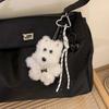 Bowknot Plush Dog Keychain Heart Car Keyring Fashion Plush Dolls  Friend