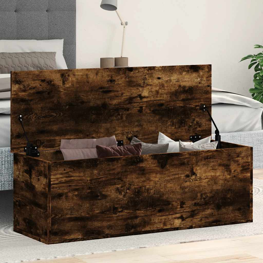 Vidaxl Skrzynia, Przydymiony Dąb, 102X35X35Cm, Materiał Drewnopochodny