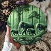 Vintage Forest Elephant Round Metal Wall Art 20x20 cm Bar Decor