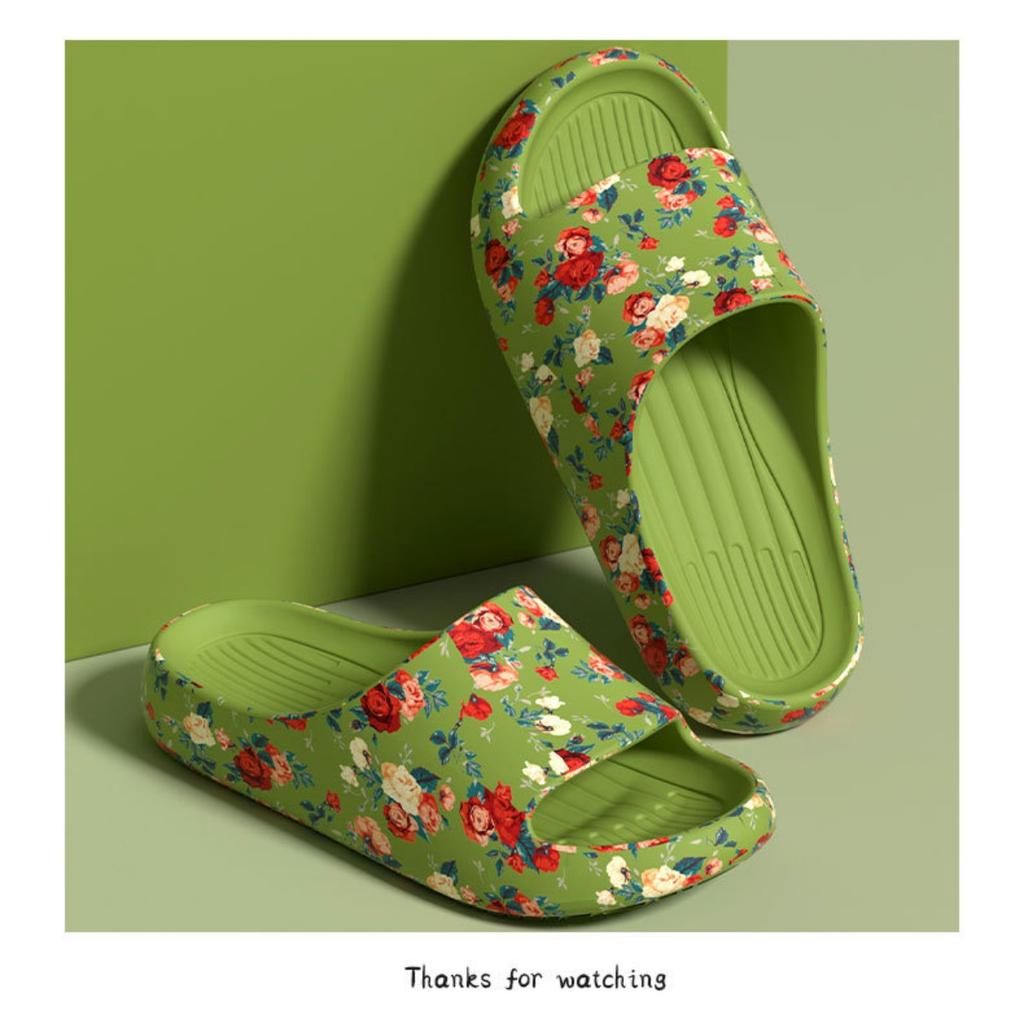 Romantic Floral Style Home and Outdoor Dressing Scene, Women's Preferred Printed Breathable Slippers, Fashion Slippers, Flat Heel