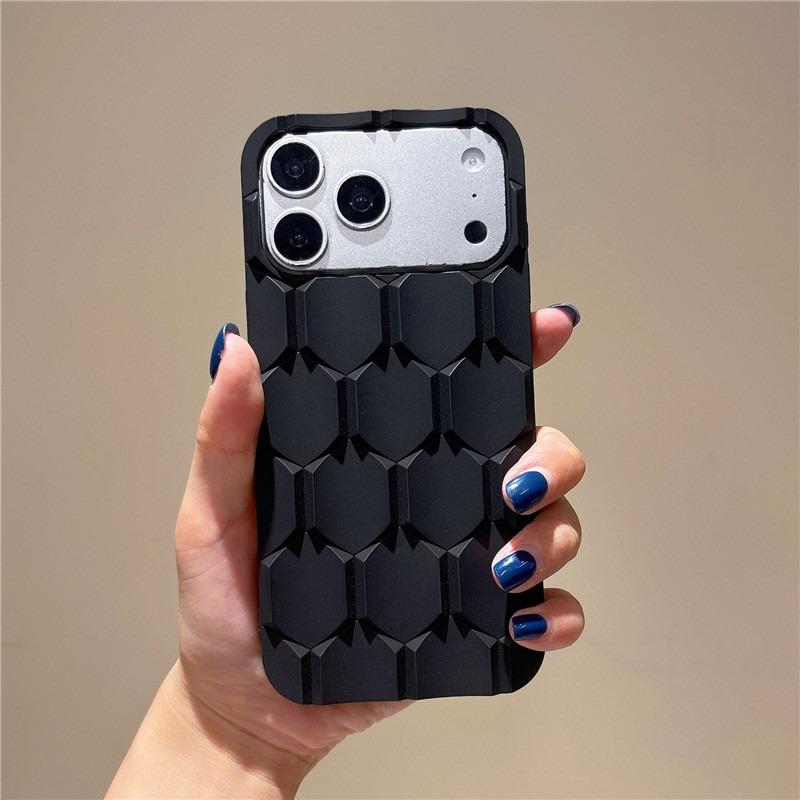 Soft 3D Honeycomb Phone Case For iPhone 12 13 14 15 16 17 Pro Max Shock Proof Candy Bumper Silicone Cases Cover