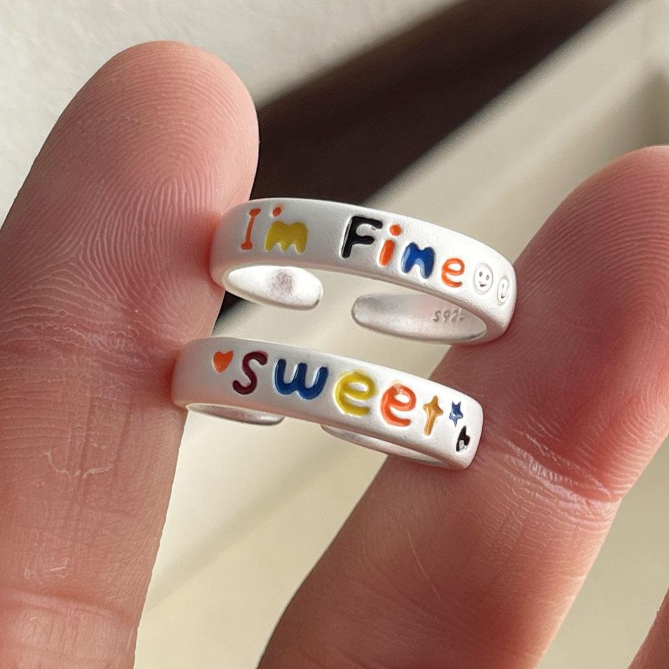 925 Sterling Silver Rings for Women Men Couple Minimalist Handmade Simple Letters Ring Party Jewelry Gift Prevent Allergy