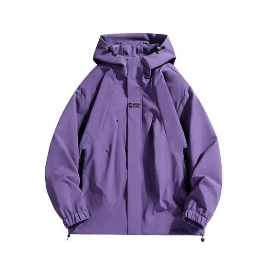 Пара Водонепроницаемая Куртка С Капюшоном Длинный Рукав Весна Осень Повседневная Куртка с Карманами Однотонная Верхняя Одежда для Путешествий на Открытом Воздухе