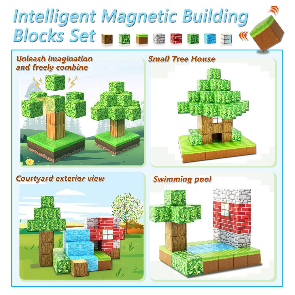 Magnetic Building Blocks Mine Magnet World Edition, Magnetic Toys for Boys and Girls Age 6+ Years Old, Montessori Sensory Toys