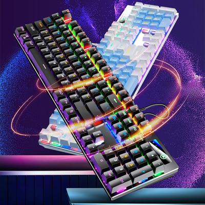 Механическая клавиатура ZK3 с серебряной резьбой — 87/104 клавиши, USB, светящаяся сине-черная ось, цветовая гамма для игр