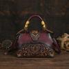 Ladies Luxury Handbag 2024 New Vintage Handmade Leather Carved Women Tote Bag Versatile Female Shopping Shoulder Crossbody Bags CLE