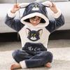 Kids Flannel Pajamas Set Boys Girls Warm Long Sleeve Top And Pants Sleepwear Winter Home Nightwear