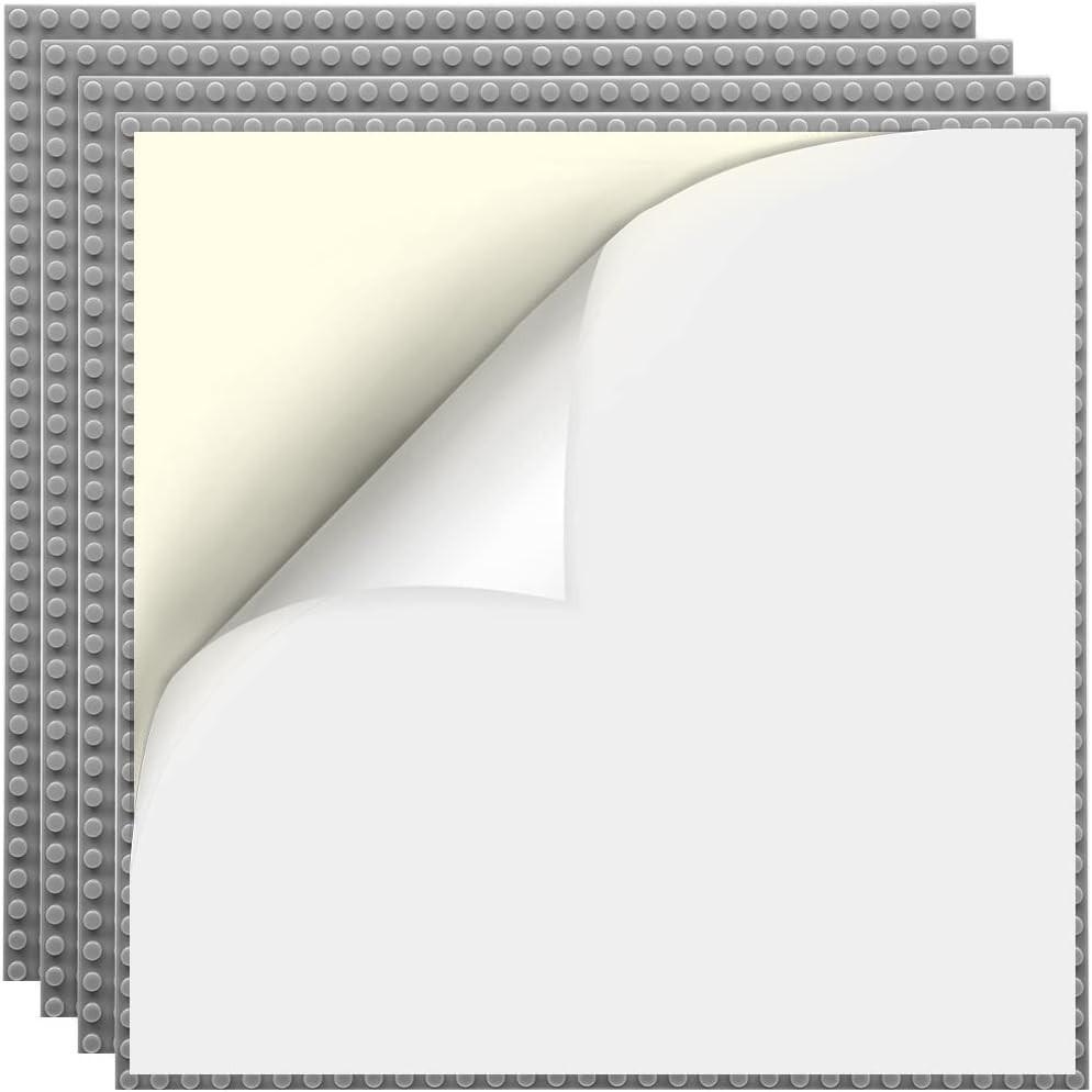10 Inch X 10 Inch Peel-and-Stick Baseplates Self Adhesive Building Brick Plates Compatible with All Major Brands Children Brick Diy Toy Gift