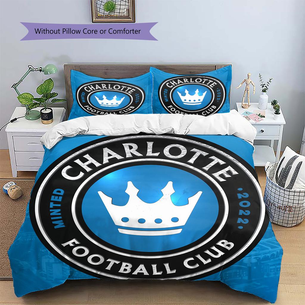 Постельное белье с узором Charlotte FC, Декор для дома, Подарок на день рождения (1 пододеяльник + 2 наволочки, без наполнителя)