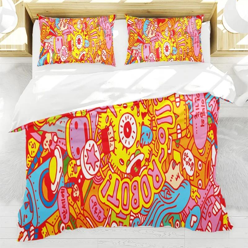 Комплект постельного белья из 2/3 предметов с изображением ангела и масляной живописи, пододеяльник с рисунком из мультфильма, теплый комплект постельного белья для детской спальни, зеленый