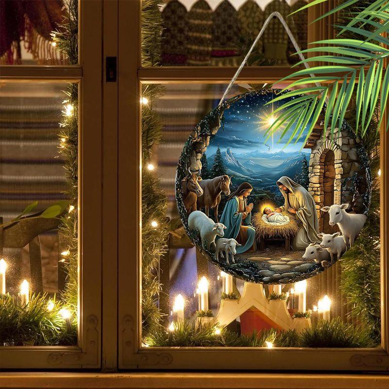 Holy Night Nativity Scene Pendant, Decoration of Home Walls or Doors, 2d Flat Wooden, Christmas Decoration, Gifts for Friends and Family