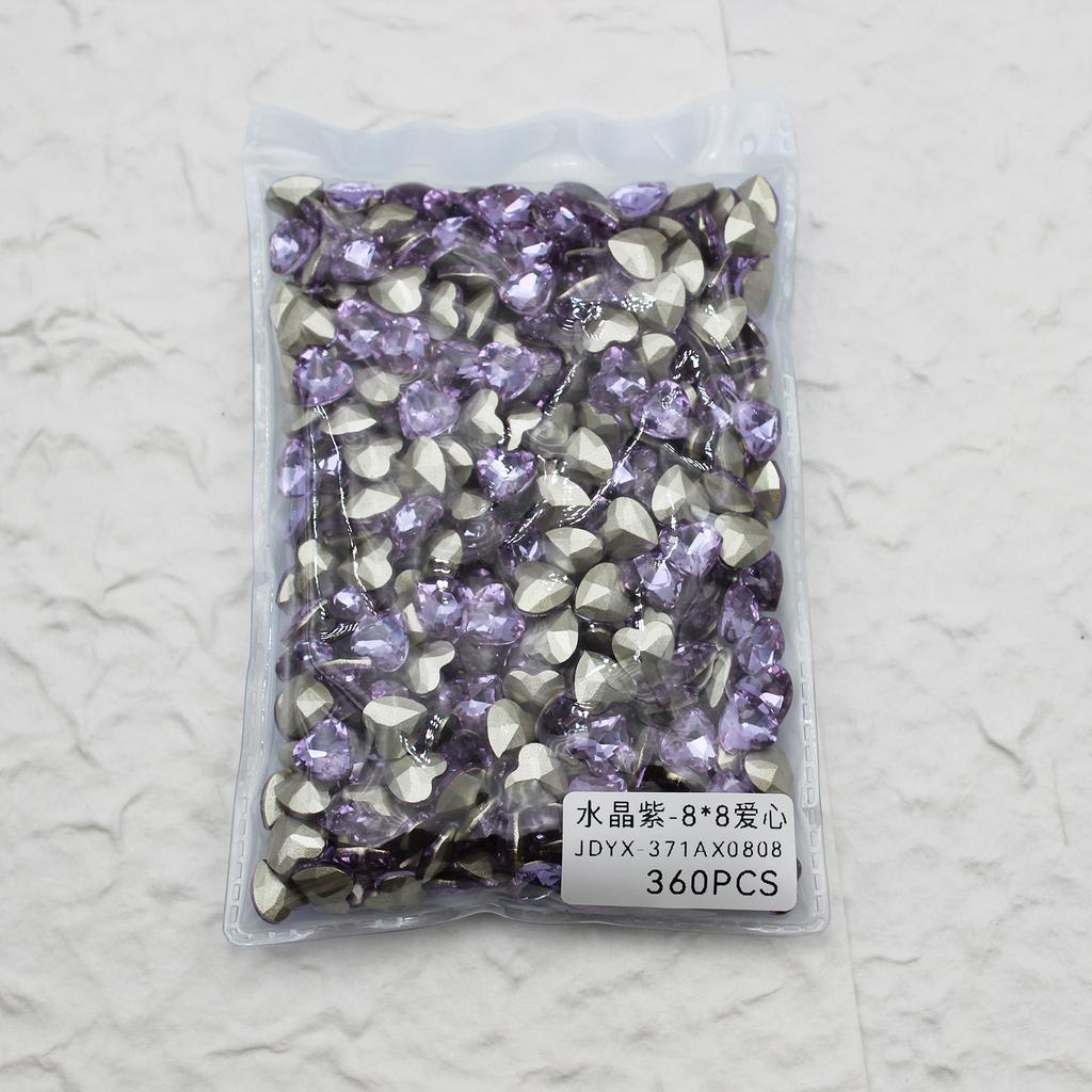 Целая упаковка из 360 кристальных фиолетовых бриллиантов с заостренным концом, бриллиантов любви, изогнутых сердец, светло-фиолетовых украшений для нейл-арта.