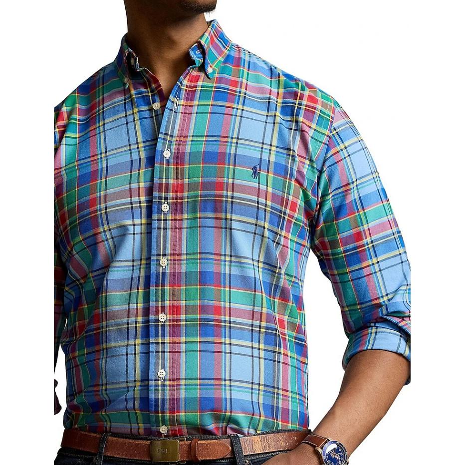 Polo Ralph Lauren Plaid Button-Down Loose Long Sleeve Shirt Men Shirts Multicolor 710938001-001