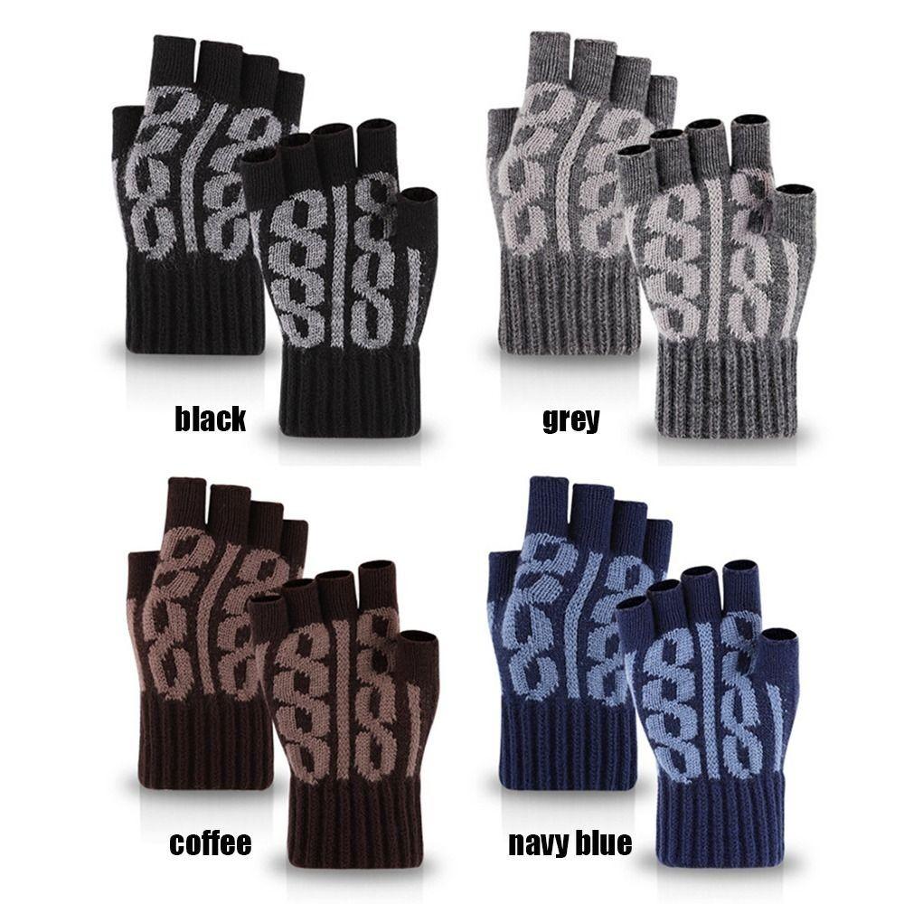 Thick Knitted Fingerless Gloves Elastic Driving Gloves Fashion Short Mittens for Writting Office