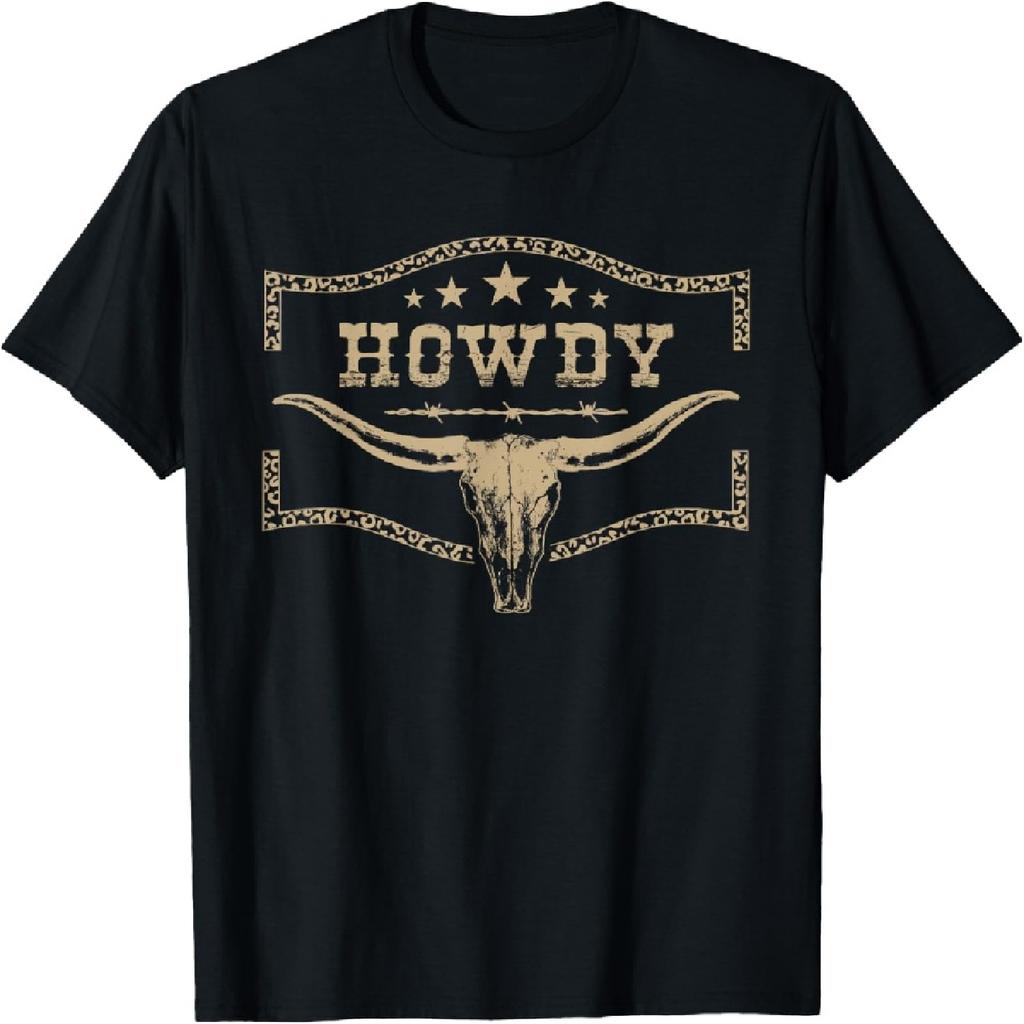 Винтажная футболка с графическим принтом 'Howdy Name Bull Skull Country Cowboy Western'
