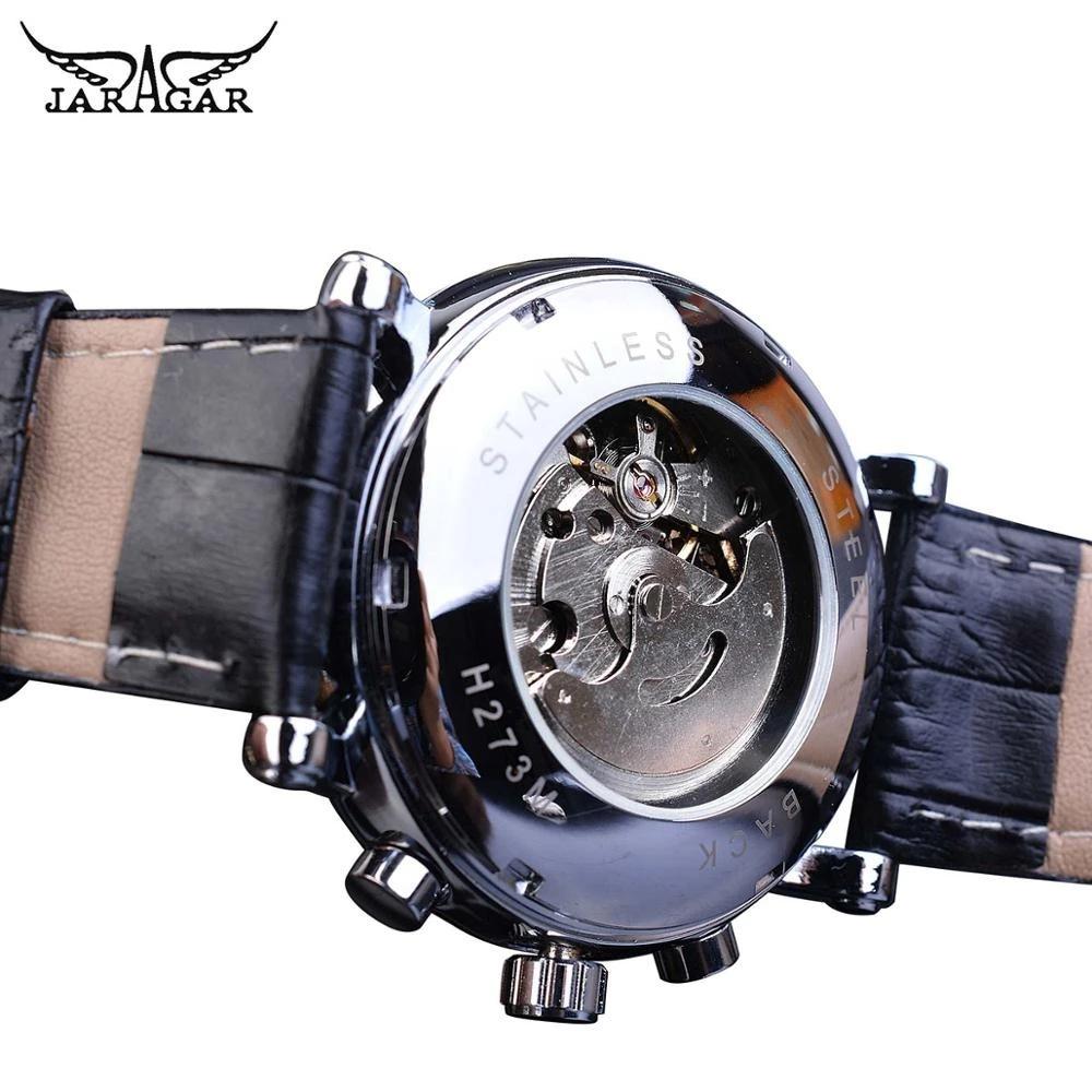 Men's Jaragar Automatic Mechanical Watch with Roman Numerals Dial Week & Date Display Three Hand Six Needle Design Classic Style