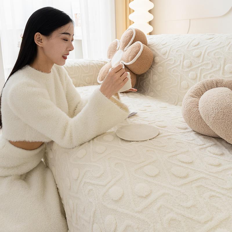 Плюшевый тканевый чехол для дивана, зимний полный чехол для дивана, чехол для дивана, цельный чехол для дивана