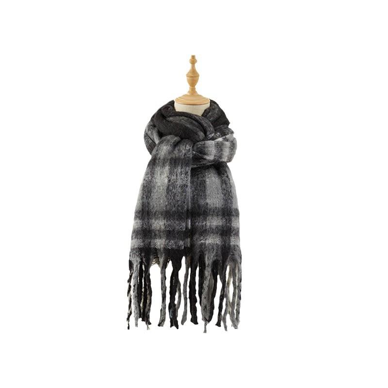 11 new autumn and winter warm scarf female mohair lengthened and thickened scarf atmosphere high-end shawl wholesale