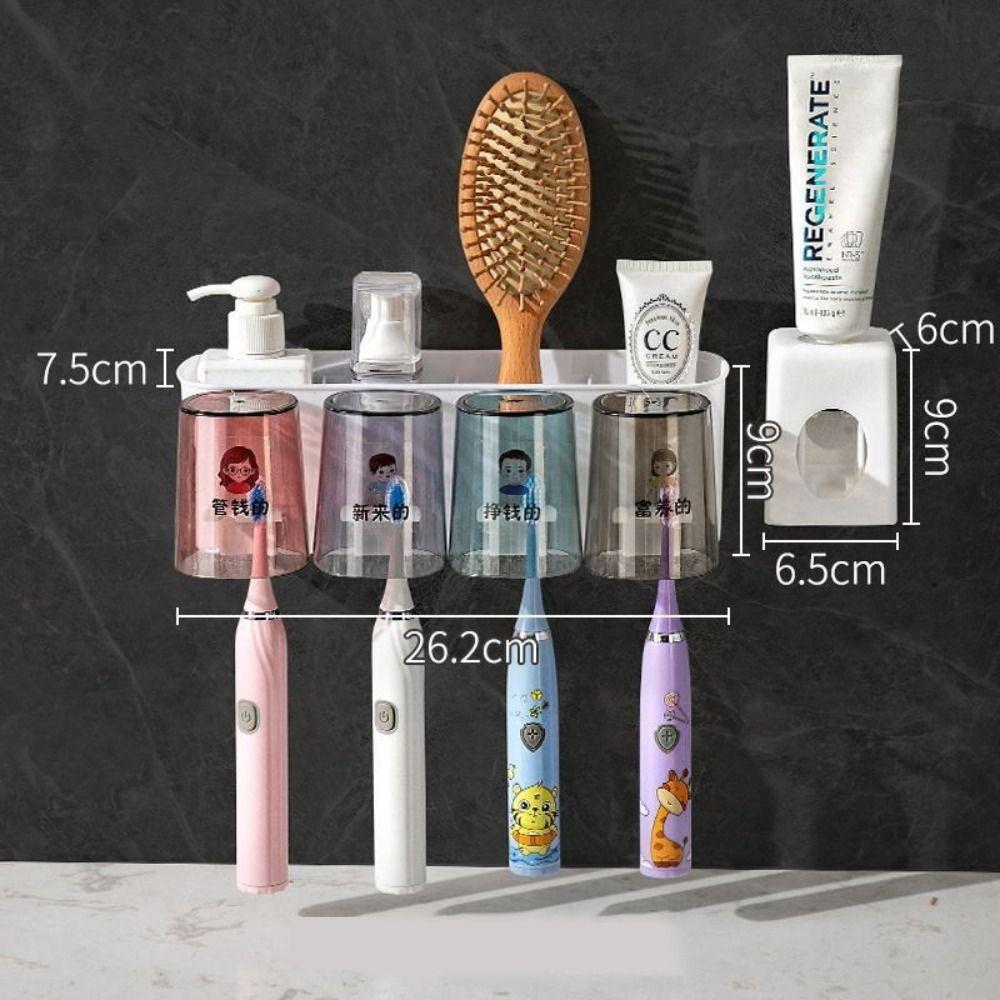 Wall Mount Mouthwash Cup Family Set Waterproof Toothbrush Holder Creative Mouthwash Cup Holder