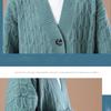 Large Size Women's Knitted Cardigan with Thick Loose Versatile Coat, Solid Color Sweater Jacket