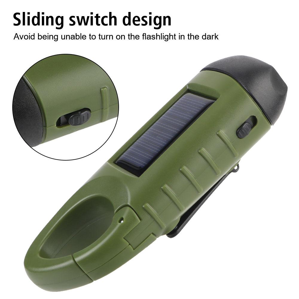 For Outdoor Camping Hiking Hand Crank Dynamo Flashlight Portable USB Charging Emergency Torch Survival Gear Solar Powered LED Flashlight