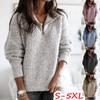 Ladies, Zippered Sweaters, Pullovers, Long Sleeves, Knitwear, Woolen Jackets, Warm Tops