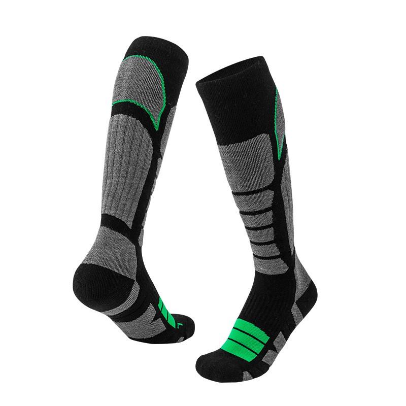 Mens High-Cut Thick Warm Wool-Blend Ski Socks With Towel Bottom Anti-Slip Moisture-Wicking Winter Sports