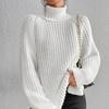 Autumn Winter Turtleneck Women Knitted Sweater New Fashion Long Sleeve Plus Size Split Pullover Sweaters Loose Casual Tops Solid Color Clothing 1681