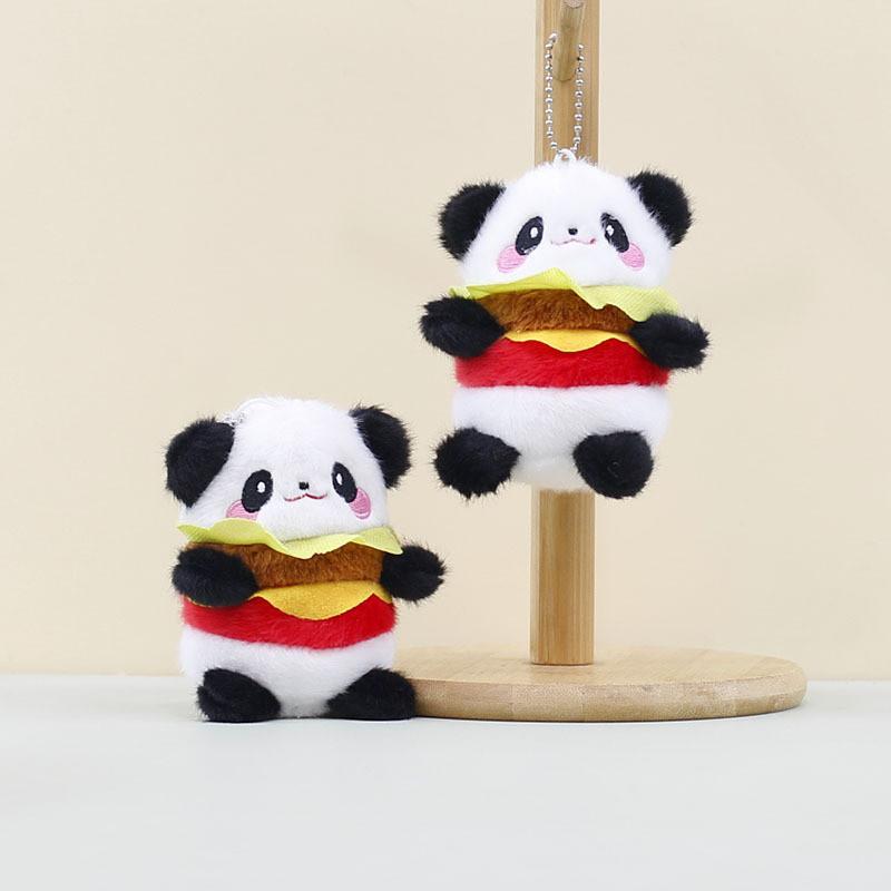 Panda Hamburger Plush Toy Keychain Stuffed Doll Pendant Bag Decoration Gift Kids