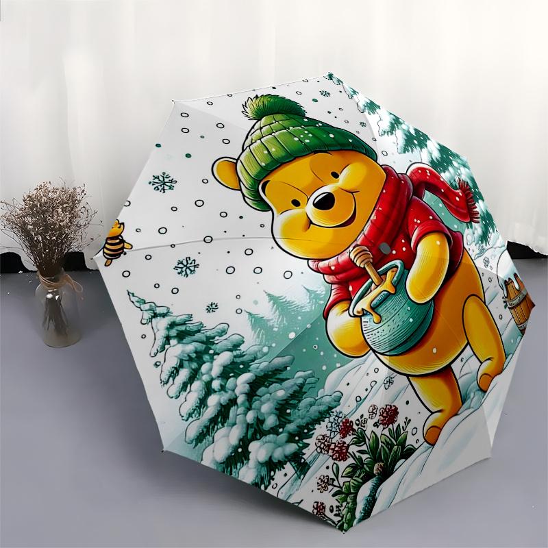 Тематический складной зонт-трость «Винни и друзья» - 8 ребер, автоматическое открытие и закрытие, портативная складная конструкция, компактный и стильный зонт, подходящий