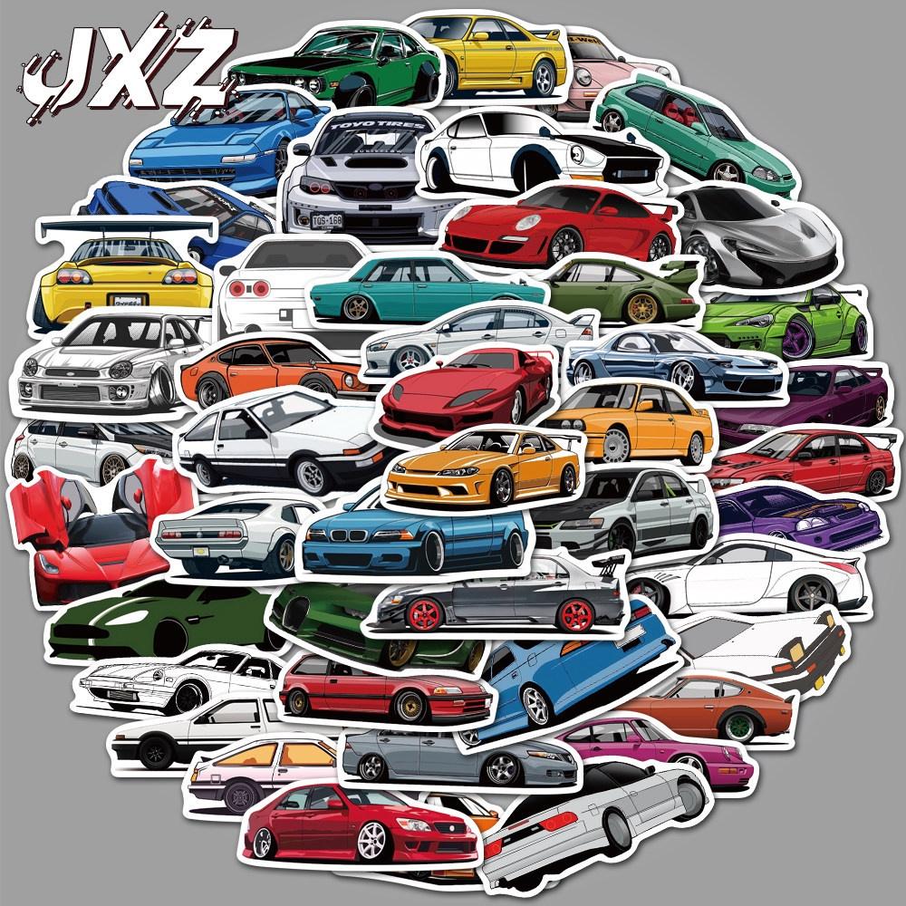 Набор из 50 цветных мультяшных наклеек на машину в стиле JDM для автомобилей, багажа, скейтбордов, гитар и компьютеров