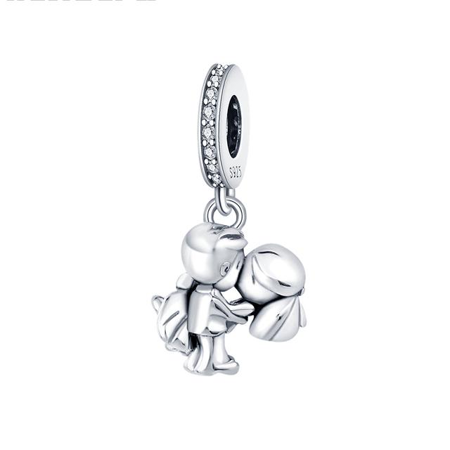 925 Серебряный Шарм Подходит для Любителей Шарма Серии Любовь Браслет Ожерелье Брелок Женские Ювелирные Изделия Diy