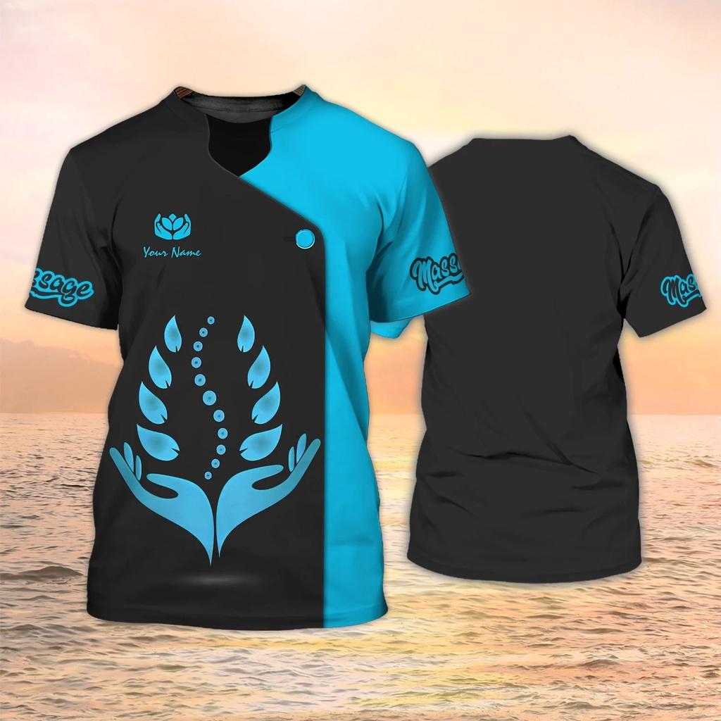 Массажная терапия 3D печать футболка мужская летняя с круглым вырезом короткий рукав свободный топ повседневная футболка свободная уличная одежда Хараджаку