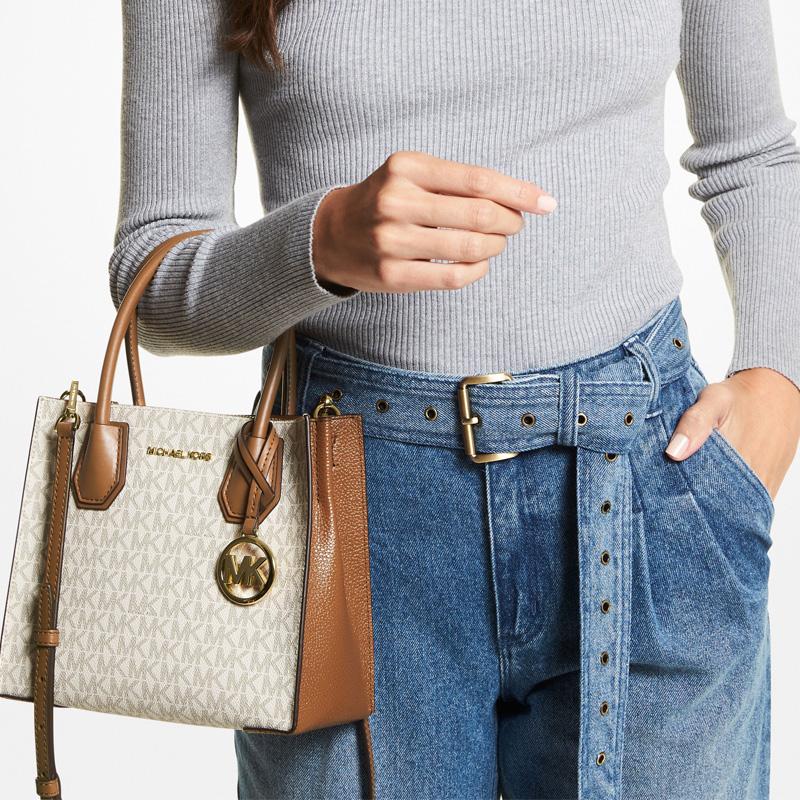 Michael Kors Mk Mercer Classic Винтажная Цветочная Гармошка Сумка Через Плечо Женская Сумка Через Плечо Ванильный 35S1GM9M2B-150
