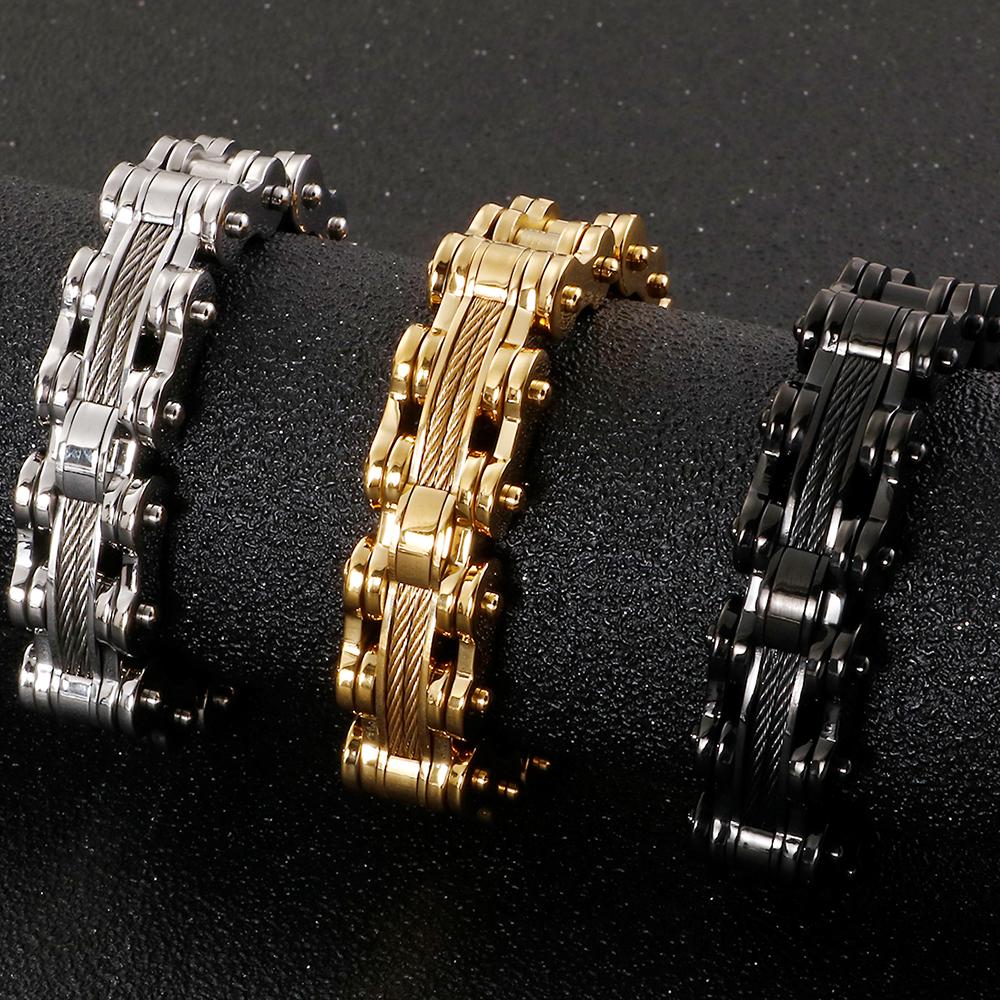 13MM Bicycle Bike Chain Bracelet for Men In Stainless Steel Rock and Roll Men's Jewellery Accessories On Hand Wrist Bracelets
