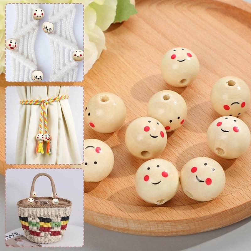 Набор из 10 штук Бусины ручной работы Деревянные россыпные бусины Бусины из натурального дерева Деревянный материал Материал для бисероплетения Идеально подходят для поделок своими руками Подарки