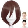 CaseEden Cosplay Wig, Premium, Smooth Short Hair, Dark Brown, WIG6120