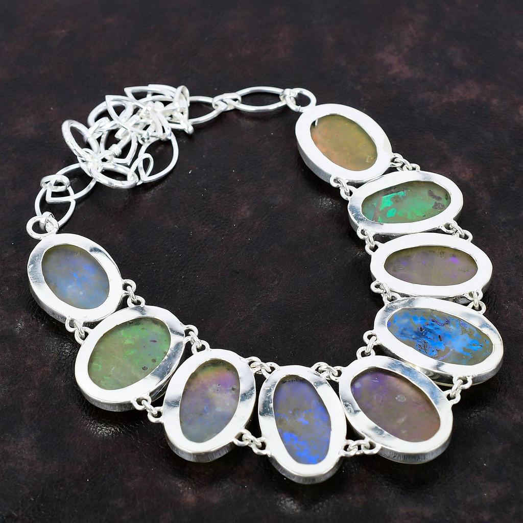 Rainbow Mystic Opal Necklace 925 Sterling Silver Necklace Adjustable Chain Necklace Fabulous Gemstone Jewelry Wedding Gift Handmade Necklace