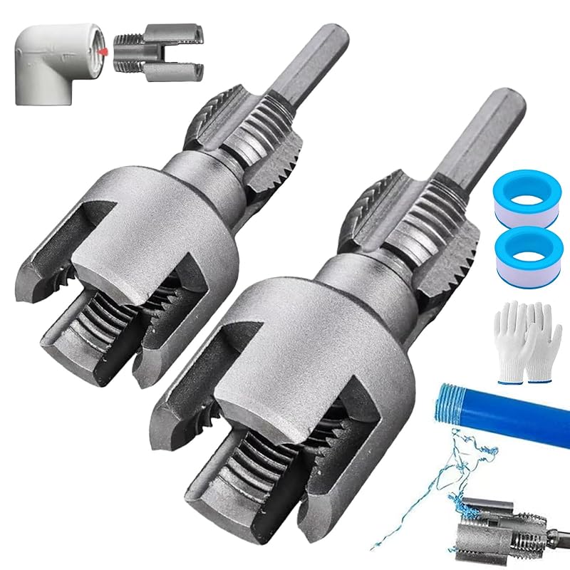 Интегрированный инструмент для нарезания внутренней и внешней резьбы, инструмент для нарезания резьбы ПВХ для электродрели, 1/2" (DN15) 3/4" (Ду20) Инструмент для перенарезки резьбы труб,