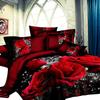 4 PCS 3D Big Red Rose Floral Bedding Sets Wedding Duvet Cover Sheet Pillow Cases Double Bed Sheet Comforter Quilt King Size