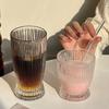 9.7oz/12.8oz Korean Style Striped Glass Cup Personalized Cocktail Mojito Cups Small Waist Shaped Wine Glass Juice Beverage Mugs