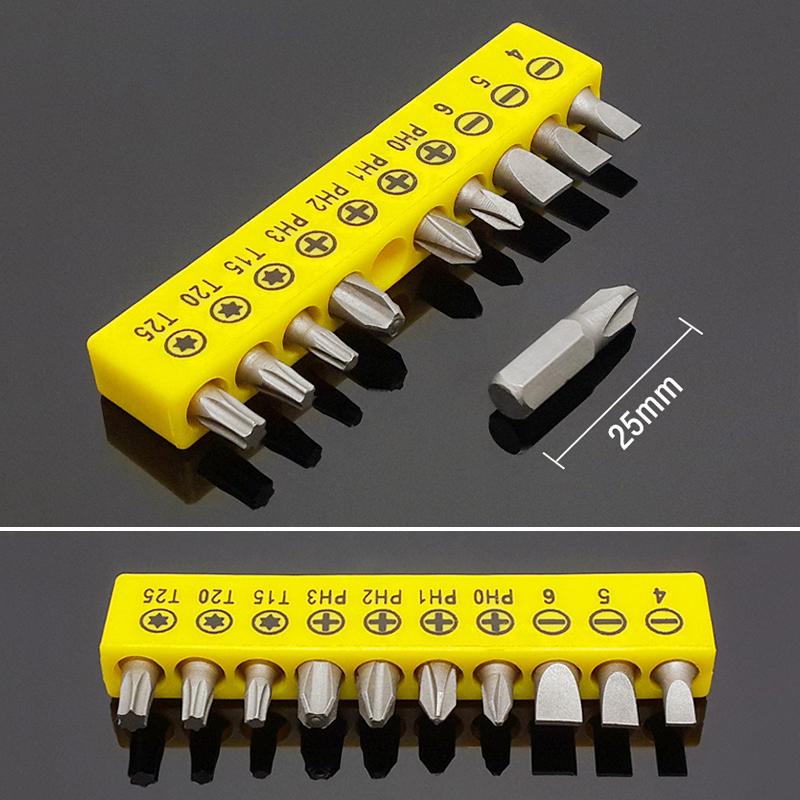Набор отверток 25 мм, шлицевые биты Phillips Pozidriv Torx, квадратная шестигранная отвертка, шестигранный хвостовик 1/4, электрическая отвертка, ручной инструмент