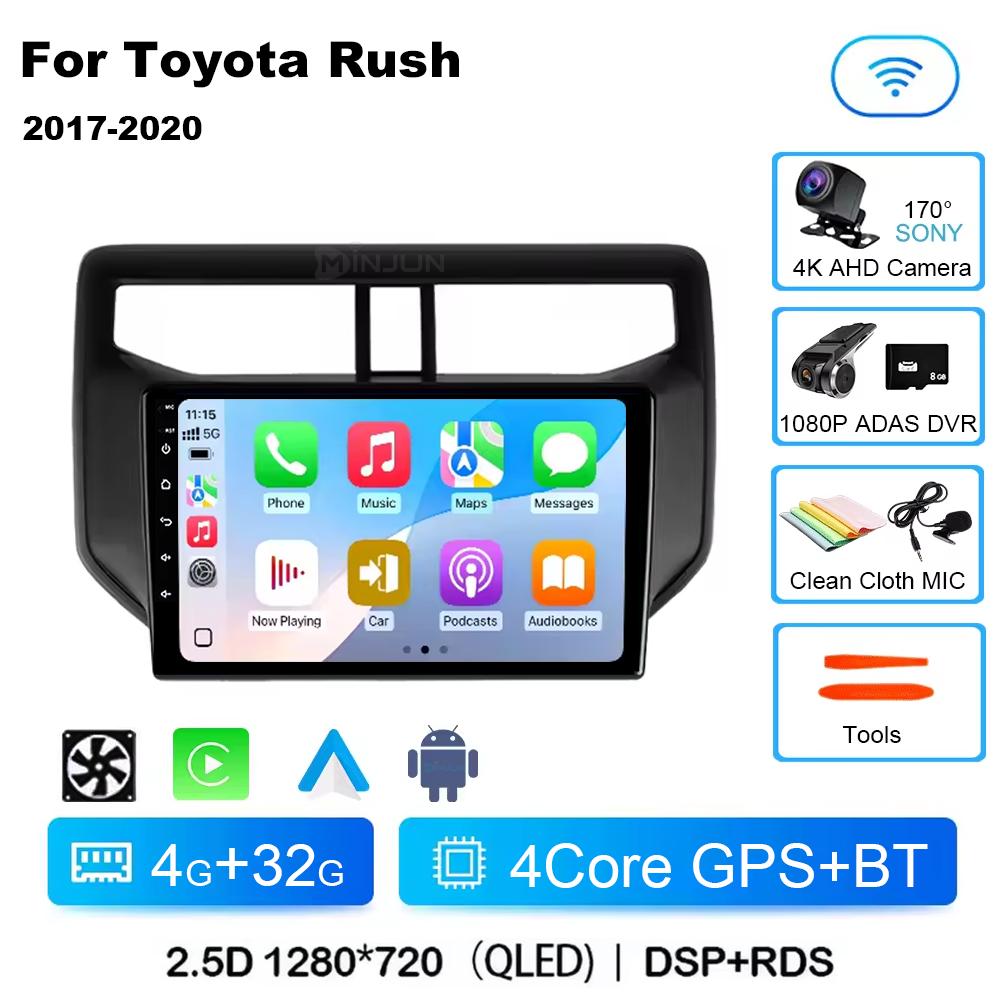 Android14 автомобильное радио для Toyota Rush Daihatsu Terios 2017 2018 2019 2020 Carplay Auto Player GPS стерео WIFI+4G 360 камера BT DSP