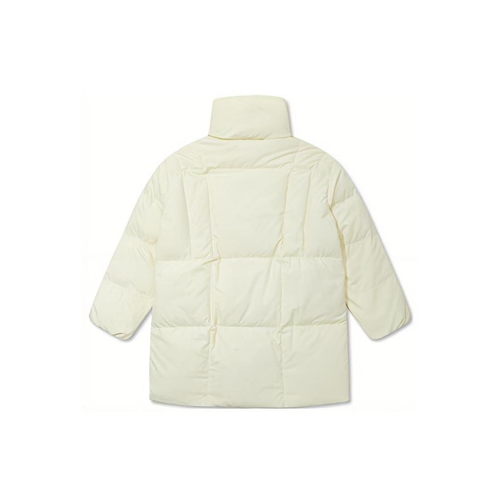 Levis FW22 Solid Color Stand Collar Mid-Length Down Jacket Women Outerwear Off-White A5179-0001