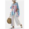 Printed short-sleeved shirt and trousers set Fashion loose round neck top High waist trousers Two-piece set