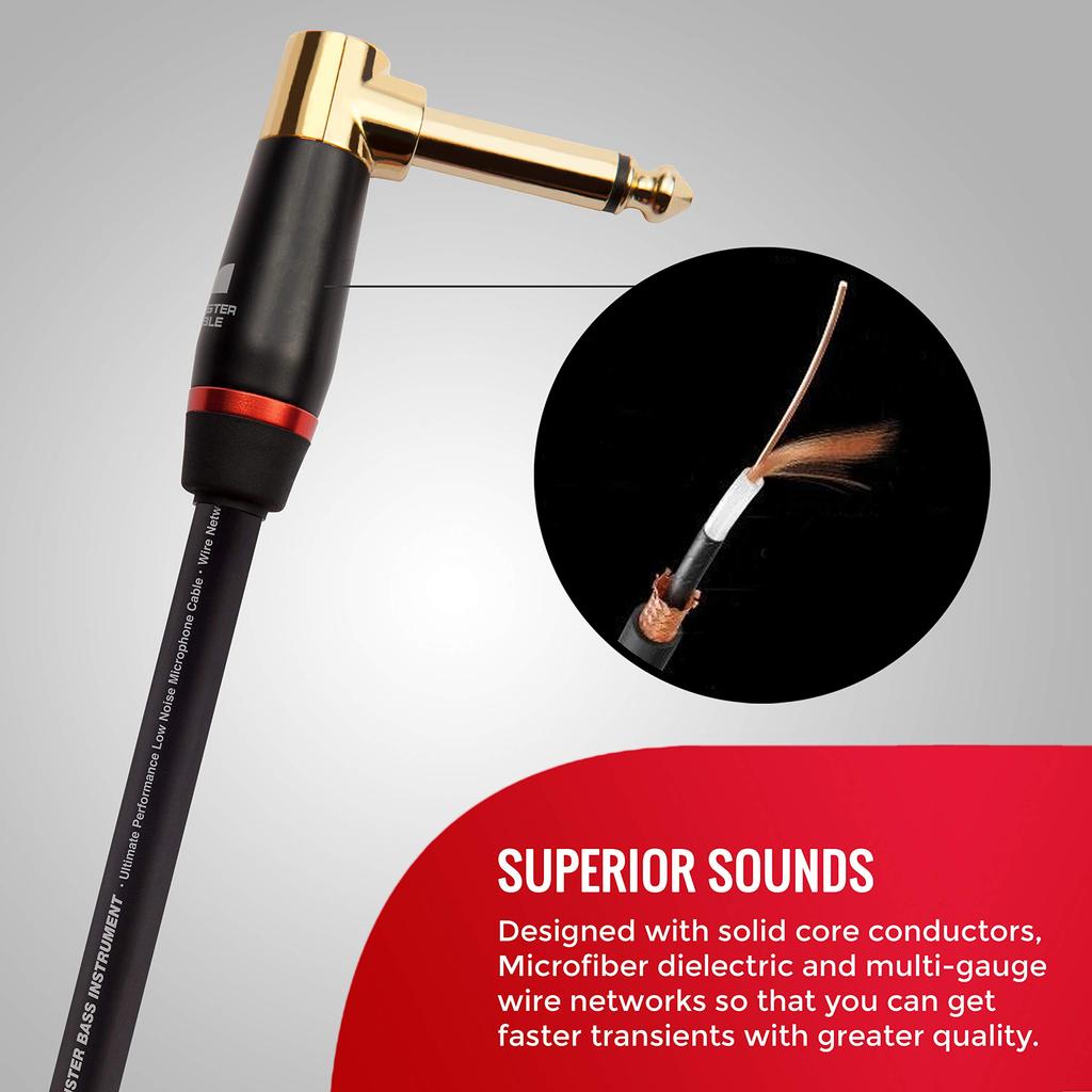 MONSTER CABLE BASS2-0.75DA 8-inch Instrument Cable for Bass Guitar, LXL Plug, M, 600544