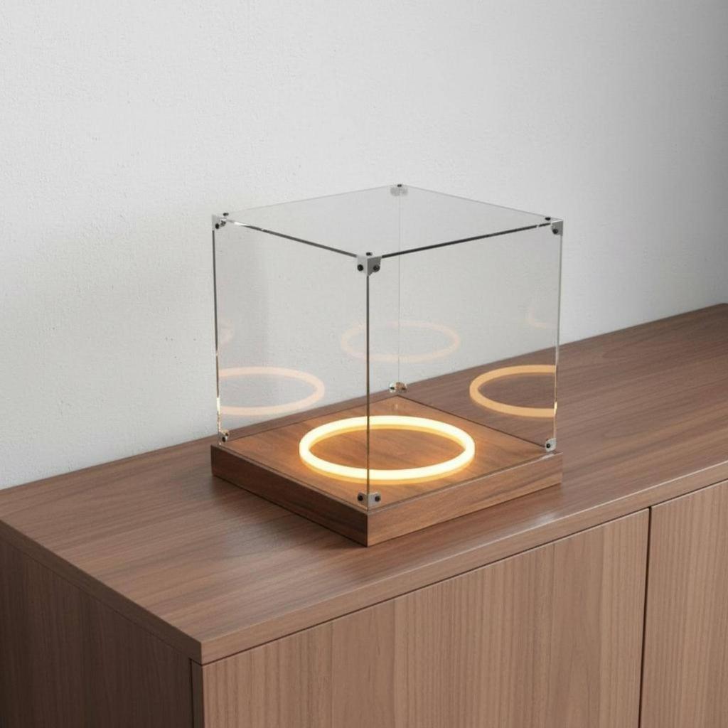 Acrylic Basketball Display Case Anti-Yellowing Clear Sports Ball Box Wooden Base