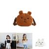 Adorable Mini Plush Dog Shoulder Bag For Kids Unisex Cute Cartoon Design In Black Cream Pink Brown